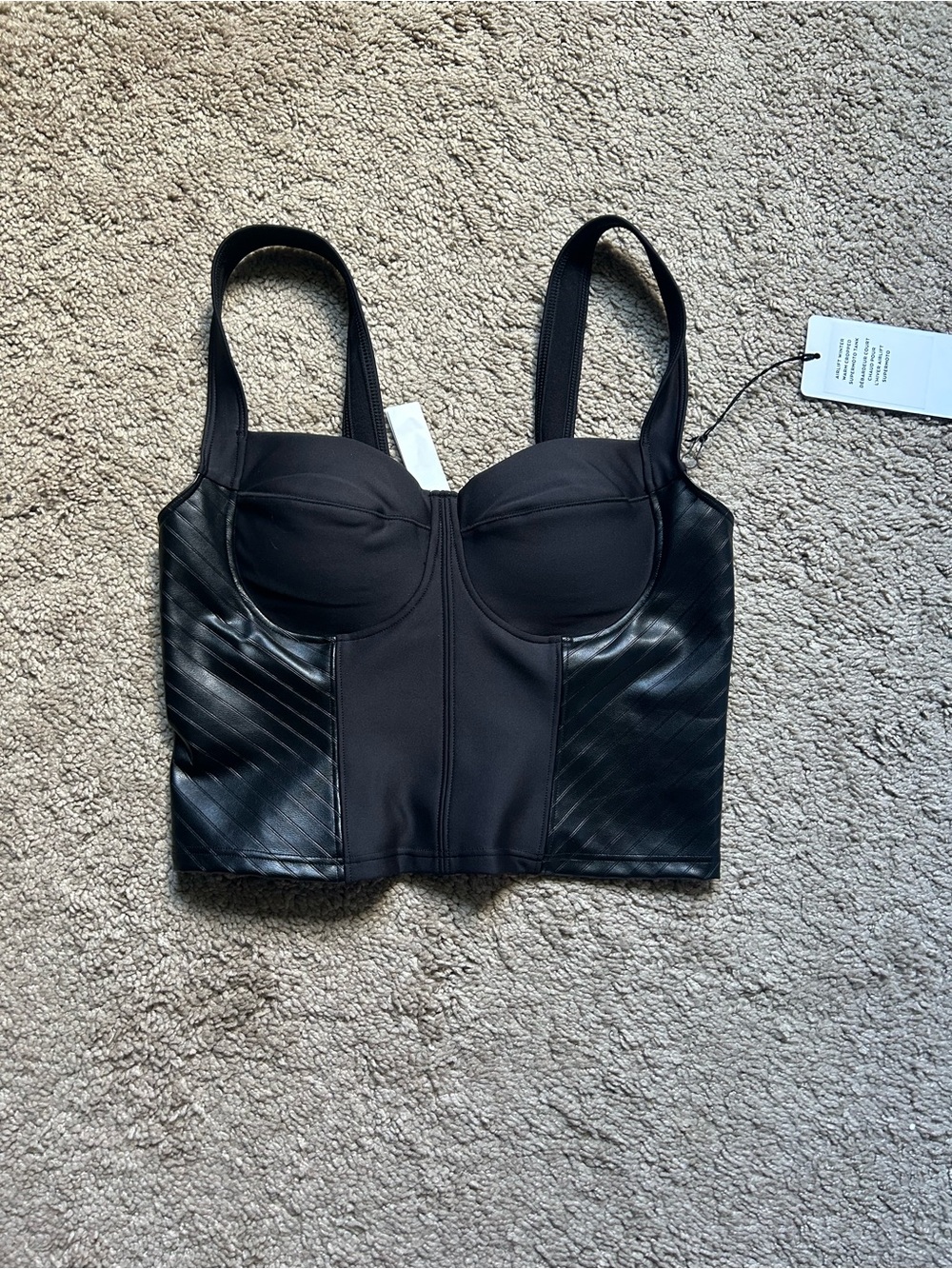 ALO Yoga Black Airlift Winter Warm Cropped Supermoto Tank